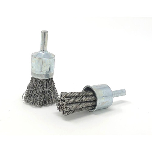 Brosse mont&eacute;e &agrave; fils ondul&eacute;s, 3/4" dia., dia. Des fils 0,014", Tige 1/4" TGS INDUSTRIEL