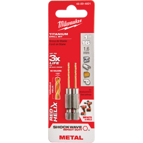Shockwave Drill Bit, 1/16", Titanium, 5/8" Flute, 135° Point TGS INDUSTRIEL