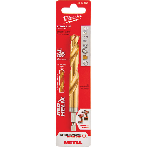 Shockwave Drill Bit, 1/2", Titanium, 3-21/64 Flute, 135° Point TGS INDUSTRIEL