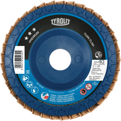 Twin Flap Disc, 4-1/2" x 7/8", Type 27, 40 Grit, Ceramic/Zirconia Alumina TGS INDUSTRIEL