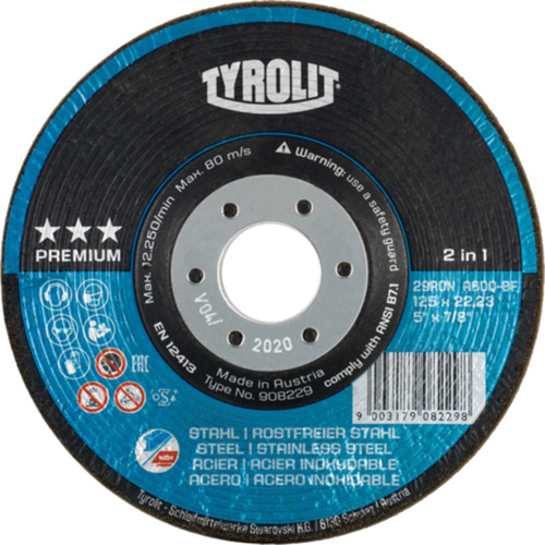 Meule &agrave; moyeu d&eacute;port&eacute; Rondeller, 4-1/2", 36 Grain, 7/8", 13 300 Tr/min, Type 29 TGS INDUSTRIEL