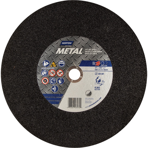 Metal A Chop Saw Cut-Off Wheel, 14" x 3/32", 1" Arbor, Type 01/41, Aluminum Oxide, 4365 RPM TGS INDUSTRIEL