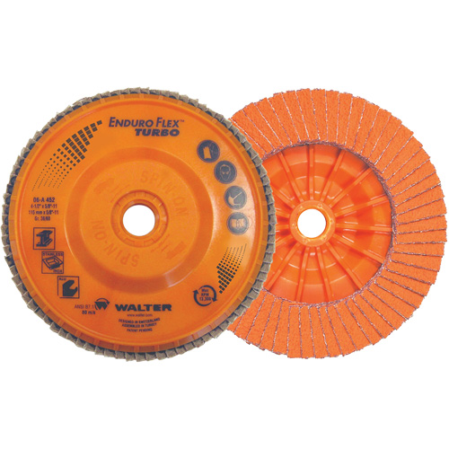 Disque &agrave; lamelles Enduro-Flex Turbo, 4-1/2" x 5/8"-11, Grain 36/60 TGS INDUSTRIEL