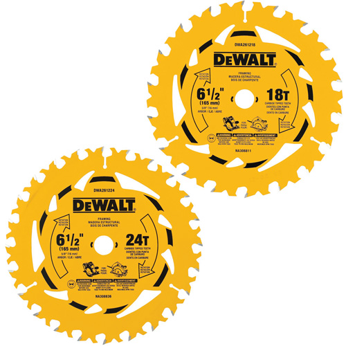 Circular Saw Blade Combo Pack, 6-1/2", 18/24 Teeth, Wood Use TGS INDUSTRIEL