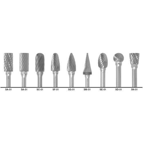 CLE-LINE 1855 Double Cut Carbide Burr Set, 9 Pieces TGS INDUSTRIEL