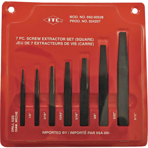 ISE-7 7-Piece Square Screw Extractor Set, For Screw Size 1/8" - 9/16" TGS INDUSTRIEL