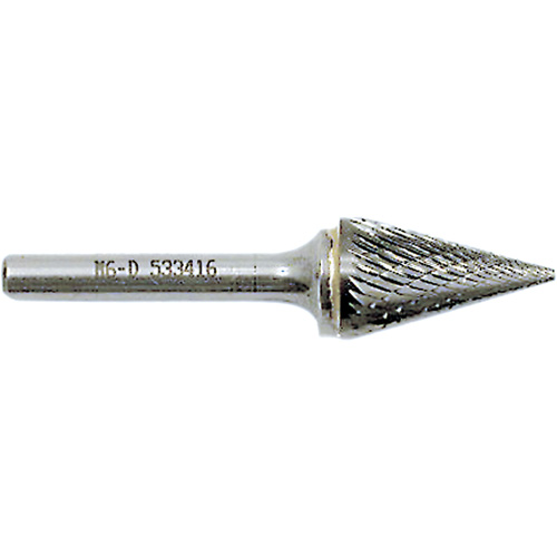 Cone Point Burr, 1/2" Dia., 1/4" Shank, 7/8" Depth of Cut TGS INDUSTRIEL