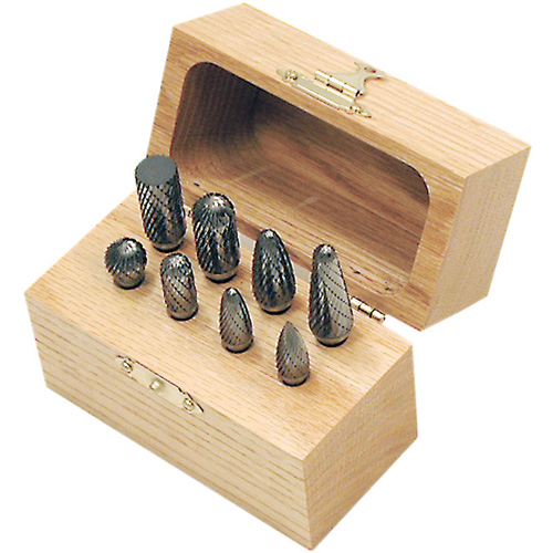 CBK-8 Carbide Bur Set in Wooden Box, 8 Pieces TGS INDUSTRIEL