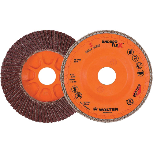 Enduro-Flex Flap Disc, 4-1/2" x 7/8", Type 27, 60 Grit, Zirconia Alumina TGS INDUSTRIEL