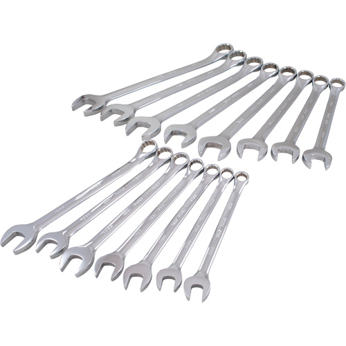 Mirror Chrome Wrench Set, Combination, 15 Pieces, Metric TGS INDUSTRIEL