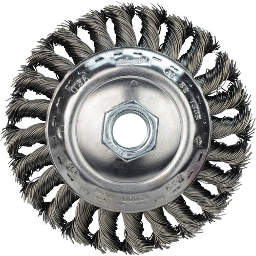 Twist Know Wire Wheel, 4" Dia., 0.02" Fill, 5/8"-11 Arbor, Carbon Steel TGS INDUSTRIEL