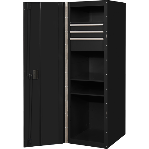 RX Series Side Cabinet, 3 Drawers, 19" W x 25" D x 61" H, Black TGS INDUSTRIEL