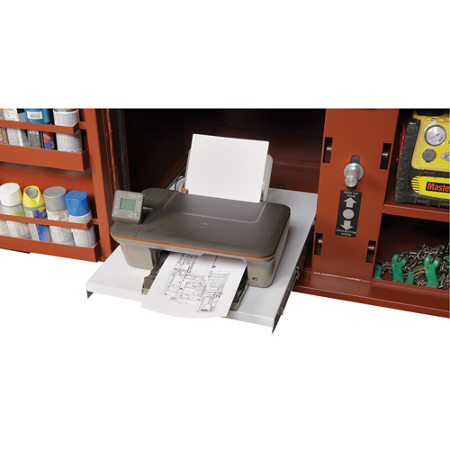 Coffre de chantier et surface de travail sur le terrain, 33" la x 63" p x 80" h, Acier, Rouge TGS INDUSTRIEL