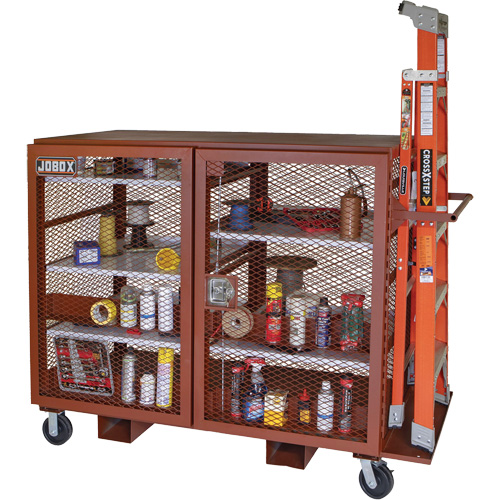 Armoire mobile en treillis, Acier, 49 pi³, Rouge TGS INDUSTRIEL