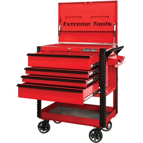 EX Deluxe Series Tool Cart, 4 Drawers, 22-7/8" L x 33" W x 44-1/4" H, Red TGS INDUSTRIEL
