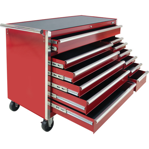 Industrial Tool Cart, 12 Drawers, 56" W x 24-1/2" D x 38-1/8" H, Red TGS INDUSTRIEL