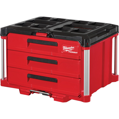 Boîte &agrave; outils avec 3 tiroirs Packout, 16-1/3" x 14-1/3" x 22-1/5", Noir/Rouge TGS INDUSTRIEL