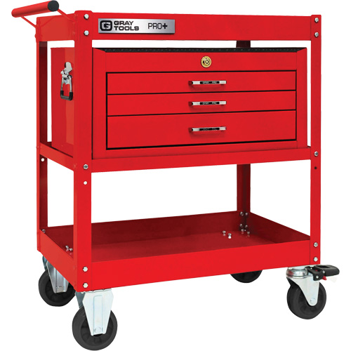 Chariot utilitaire robuste s&eacute;rie PRO+ avec coffre interm&eacute;diaire, 2 tiers, 30-1/5" x 38-1/3" x 19-1/2" TGS INDUSTRIEL