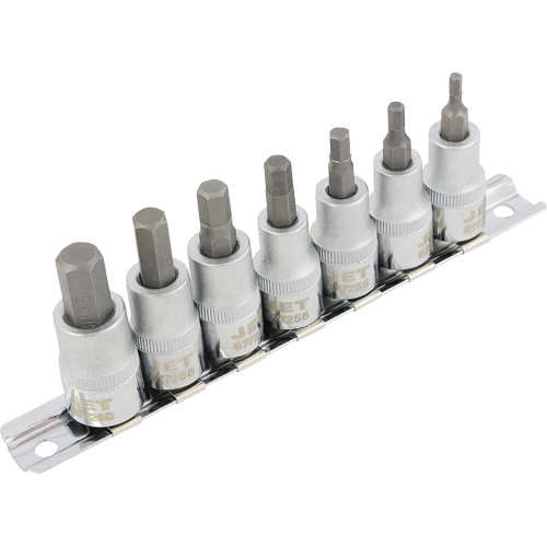 HSW3811M 7-Piece Metric 2" Long Hex Bit Socket Set, Hex, 3/8" Drive, 7 Pcs TGS INDUSTRIEL