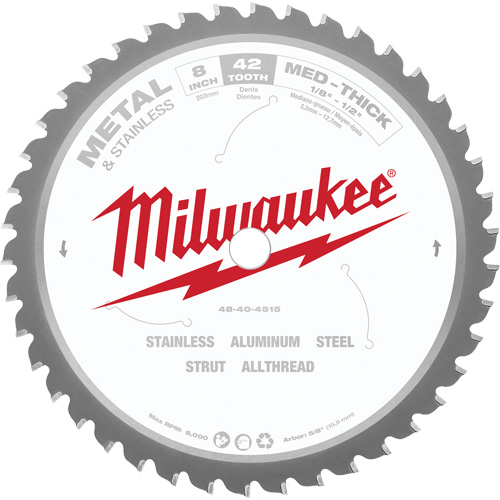 Endurance&reg; General Purpose Circular Saw Blade, 8", 42 Teeth, Metal Use TGS INDUSTRIEL