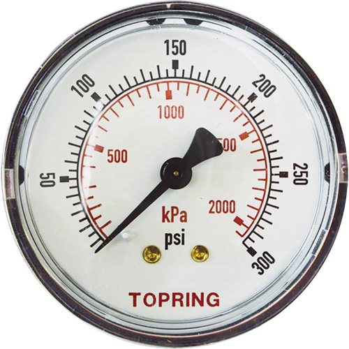 Replacement Pressure Gauge, 2" , 0 - 175 psi, Back Mount, Analogue TGS INDUSTRIEL