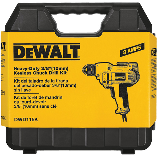 VSR Mid-Handle Drill, 3/8" Chuck, 8 A, 120 V, 0-2500 RPM, Keyless Chuck TGS INDUSTRIEL
