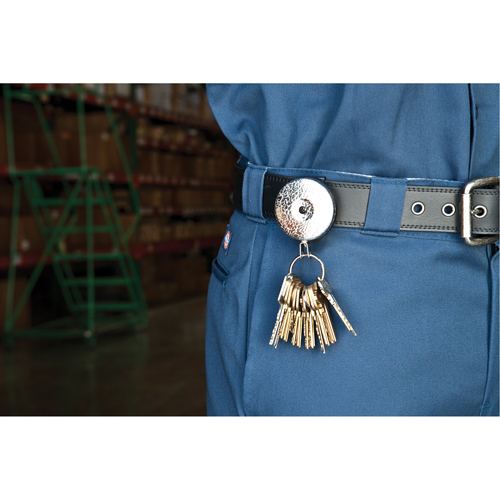 Porte-cl&eacute;s &agrave; d&eacute;vidoir The Original, Chrome, C&acirc;ble 24", Fixation Agrafe de ceinture TGS INDUSTRIEL