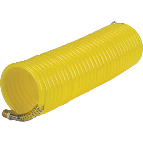 Nylon Coil Air Hose With Fittings, Air, 1/4" ID x 25' L, Nylon, 200 PSI at 23°C TGS INDUSTRIEL