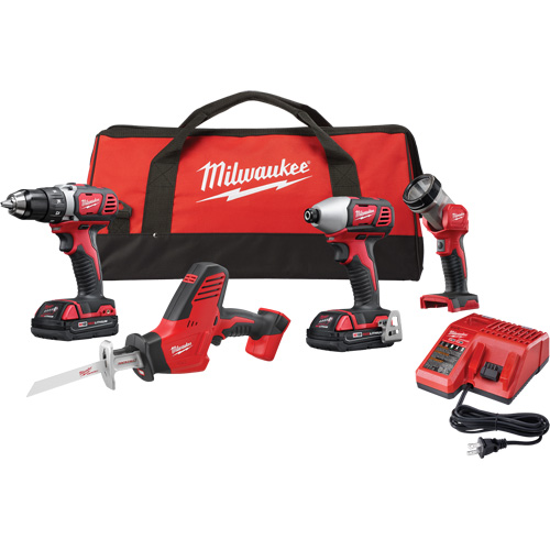 Ensemble quatre outils sans fil combin&eacute;s M18, Lithium-ion, 18 V TGS INDUSTRIEL