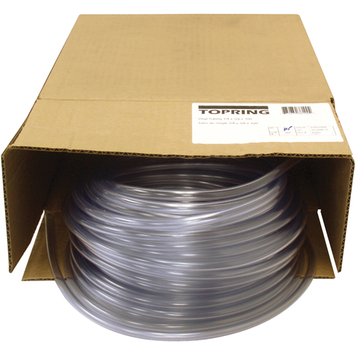 Tubing, Air/Water, 0.375" OD x 100' L, PVC, Clear, 55 PSI @ 20°C TGS INDUSTRIEL