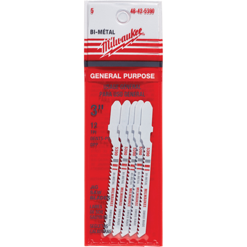 Lame de scie sauteuse, Bim&eacute;tal, Tige en T, 3" lo, 12 dents par pouce TGS INDUSTRIEL
