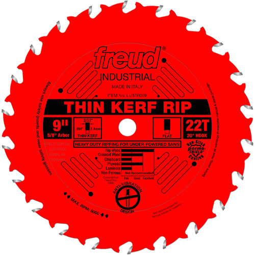 TCS Industrial Saw Blade - Rip/Crosscut Thin Kerf, 9", 22 Teeth, Wood Use TGS INDUSTRIEL