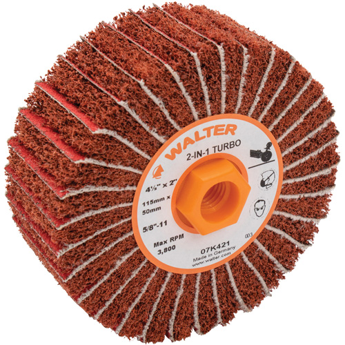 Tambours turbo Two-In-One, 4-1/2" dia. x 2" la, 5/8"-11 Arbre, Grain 60 TGS INDUSTRIEL