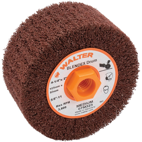 Tambour de conditionnement de surface Blendex ALLSTEEL, 4-1/4" dia. x 2" la, 5/8"-11 Arbre, Grain Moyen TGS INDUSTRIEL