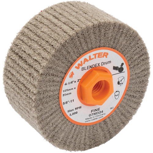 Tambour de conditionnement de surface Blendex ALLSTEEL, 4-1/4" dia. x 2" la, 5/8"-11 Arbre, Grain Fin TGS INDUSTRIEL