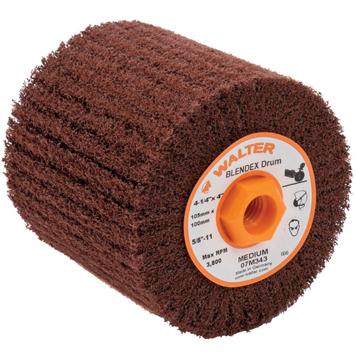 Tambour de conditionnement de surface Blendex ALLSTEEL, 4-1/4" dia. x 4" la, 5/8"-11 Arbre, Grain Moyen TGS INDUSTRIEL