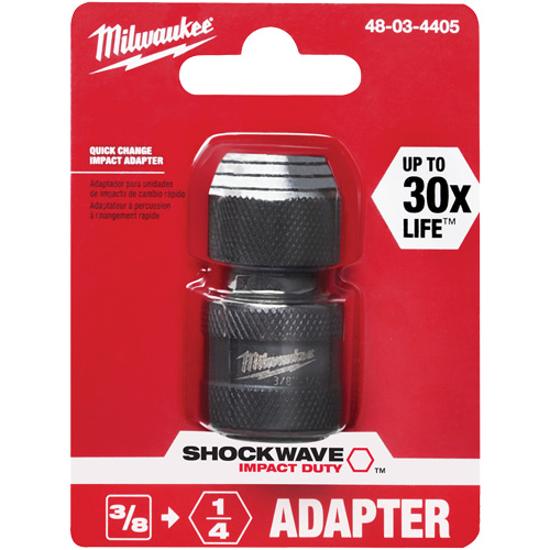 Shockwave Impact Driver Square to Hex Socket Adapter, Impact, 1/4" Drive, 3/8" Socket, 1.875" L TGS INDUSTRIEL