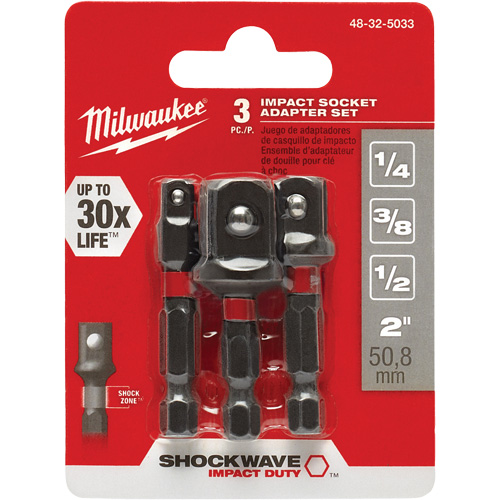 Jeu d'adaptateur de douilles &agrave; chocs Shockwave, 1/4" Prise, Sph&eacute;rique, 1-7/8" lo TGS INDUSTRIEL