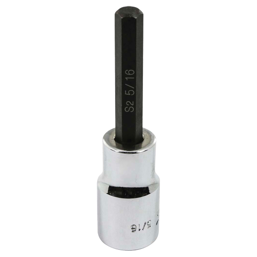 Bit Socket, Hex, 5/16" x 3-1/4" L, 1/2" Square Drive Drive TGS INDUSTRIEL