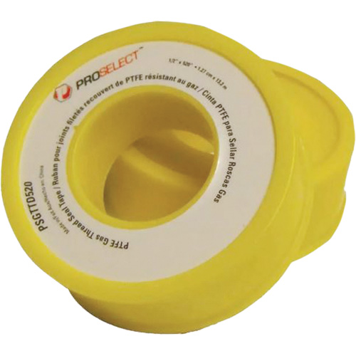 Gas & Oil PTFE Pipe Thread Tape, 12.7 mm (1/2") x 6.6 m (21.67'), Yellow TGS INDUSTRIEL