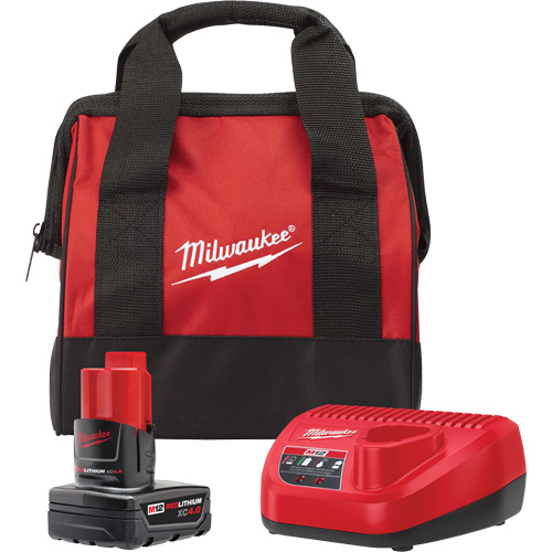 M12 Battery Pack & Charger Starter Kit, Lithium-Ion, 12 V, 4 A TGS INDUSTRIEL