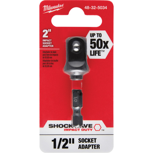 Adaptateur de douille &agrave; chocs Shockwave, 1/4" Prise, Dimension m&acirc;le 1/2", Sph&eacute;rique, 2" lo TGS INDUSTRIEL