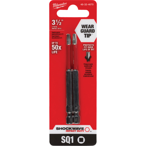 Shockwave Impact Duty Screwdriver Bit, Square, #1 Tip, 1/4" Drive Size, 3-1/2" Length TGS INDUSTRIEL