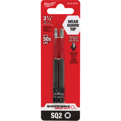 Embout de tournevis Shockwave Impact Duty, Carr&eacute;e, Embout #2, Prise 1/4", Longueur 3-1/2" TGS INDUSTRIEL