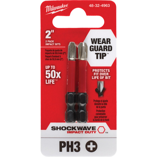 Embout de tournevis Shockwave Impact Duty, Phillips, #3, Prise 1/4" TGS INDUSTRIEL