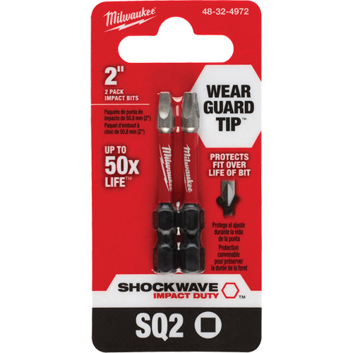 Embout de tournevis Shockwave Impact Duty, Carr&eacute;e, #2, Prise 1/4" TGS INDUSTRIEL