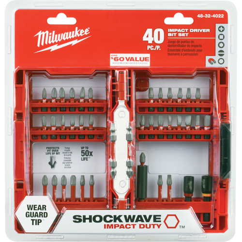 Jeu de 40 embouts de visseuse &agrave; percussion Shockwave Impact-Duty TGS INDUSTRIEL