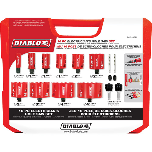 Electrician's Bi-Metal Hole Saw Set, 16 Pieces TGS INDUSTRIEL