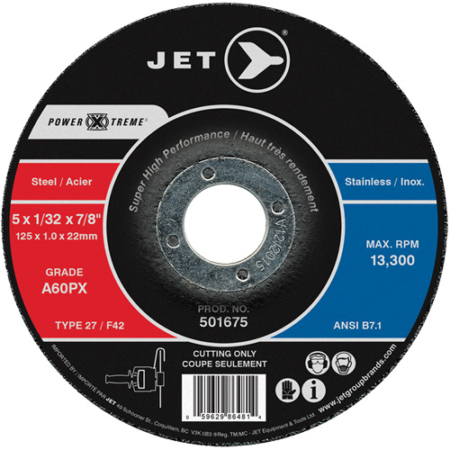 Meule &agrave; tronçonner Power-Xtreme A60PX, 4-1/2" x 3/64", Arbre de 7/8", Type 27, 13 300 Tr/min TGS INDUSTRIEL