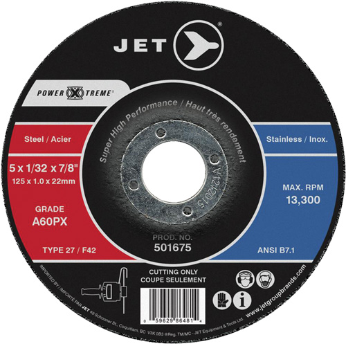 Meule &agrave; tronçonner Power-Xtreme A60PX, 6" x 3/64", Arbre de 7/8", Type 27, 10 200 Tr/min TGS INDUSTRIEL